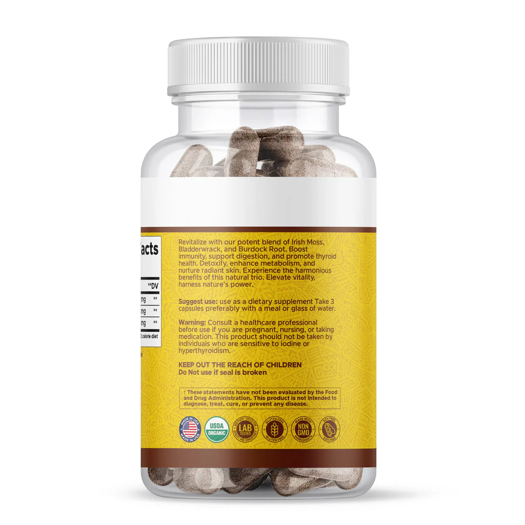 Irishmoss, Bladderwrack, and Burdock Root Capsules